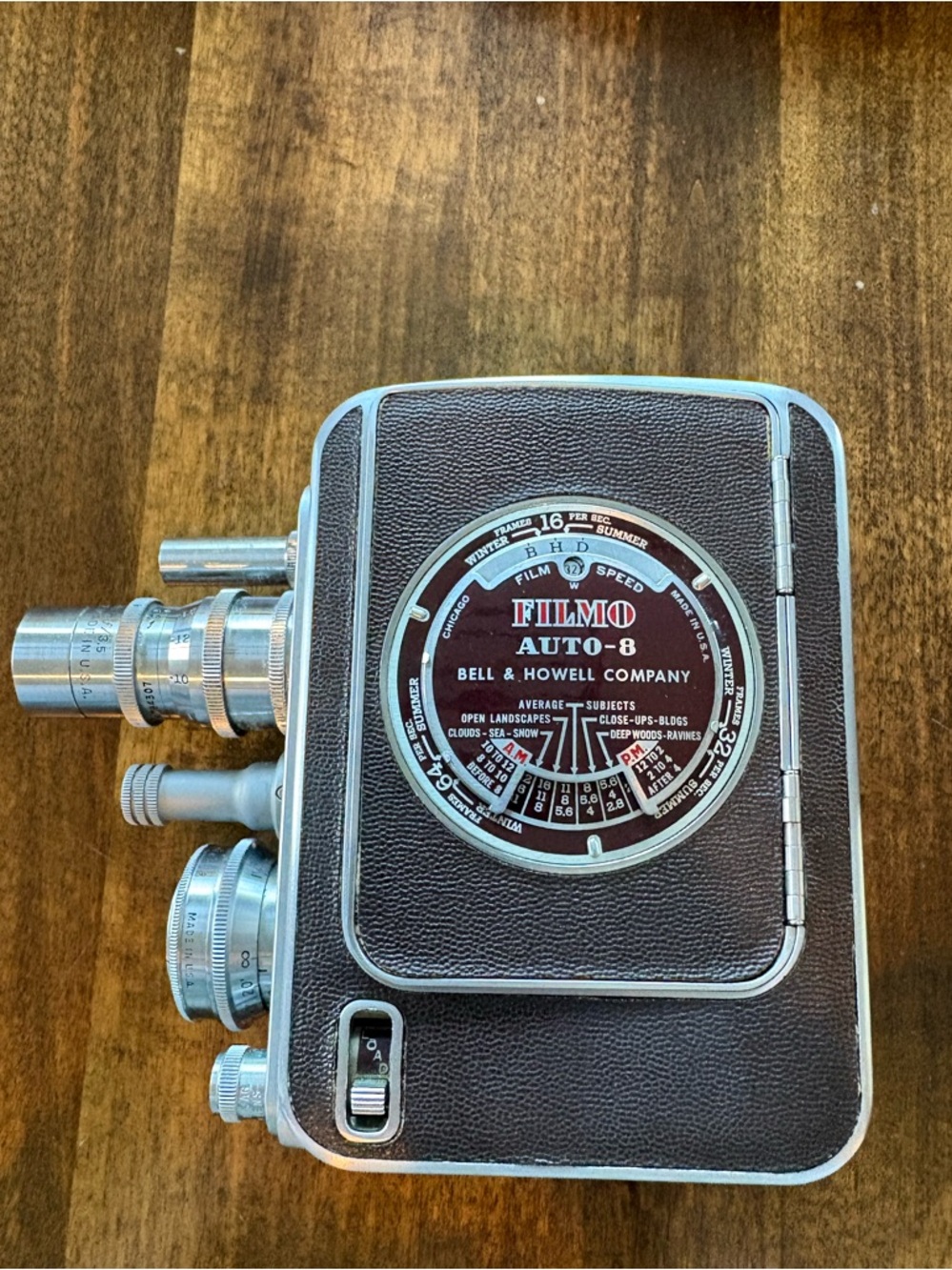 Bell & Howell Filmo Auto-8 Vintage Movie Camera - Brown/Silver